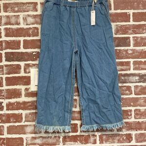 NWT Tuchinda Girls Size 12 years Fringe Chambray Pants